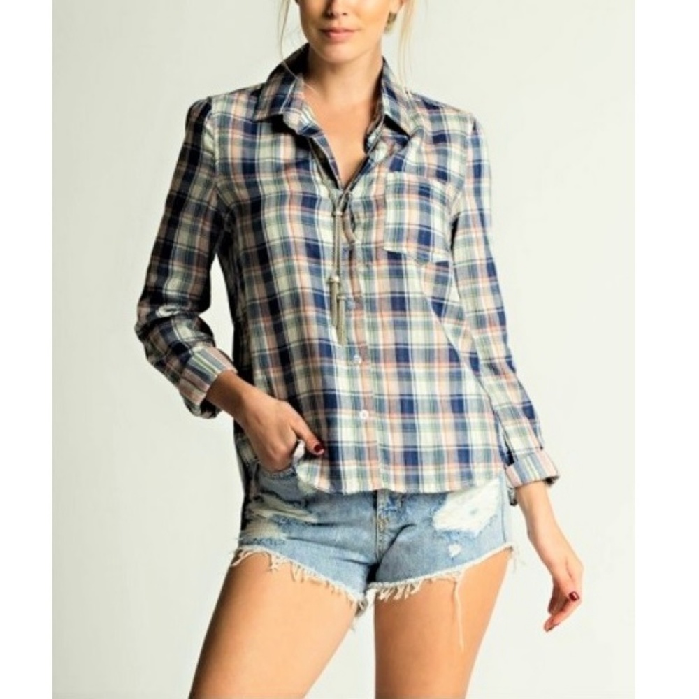 Plaid Long Sleeve Button Down Shirt Top